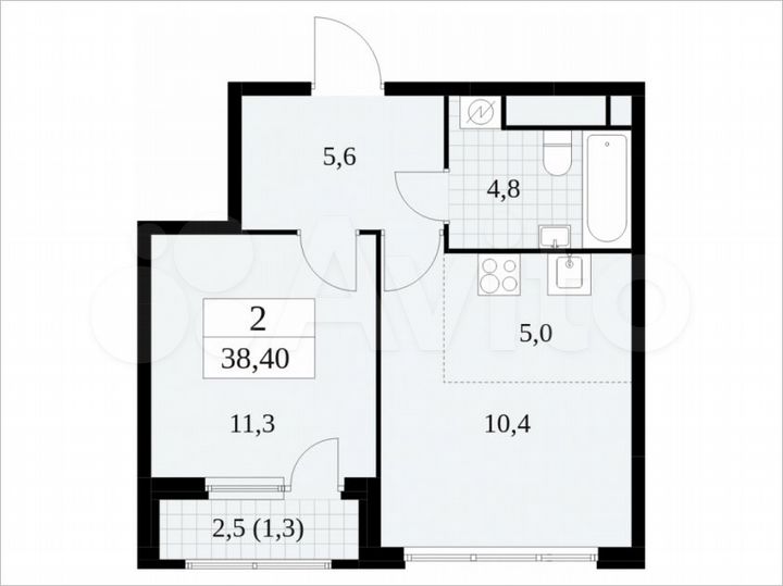 2-к. квартира, 38,4 м², 27/30 эт.