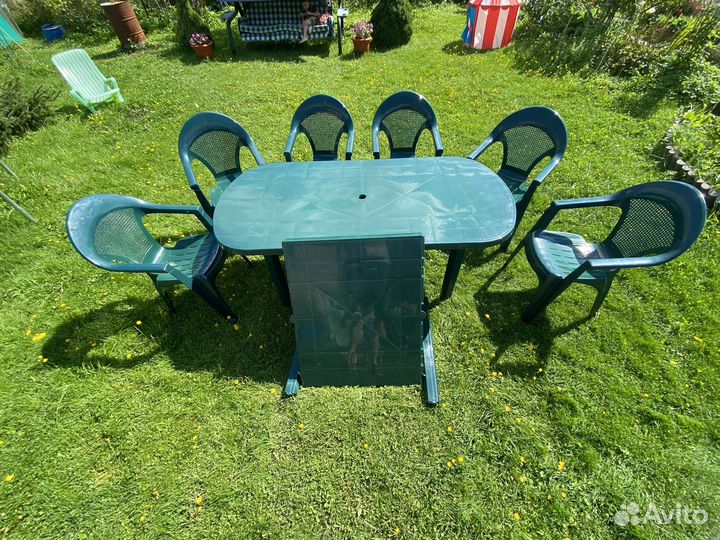 Пластиковый стол и стулья комплект