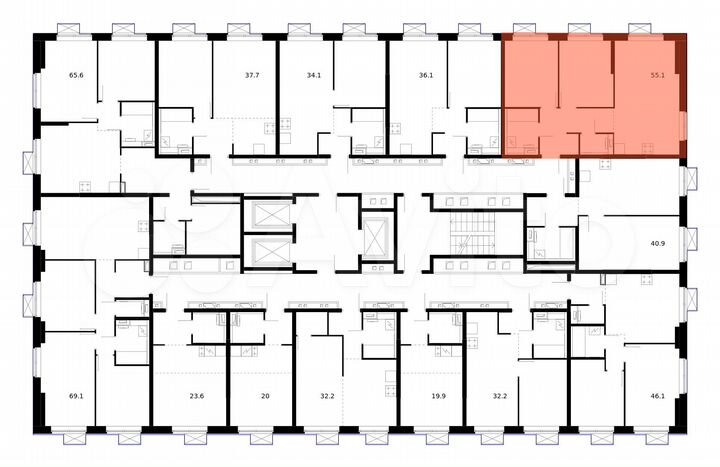 2-к. квартира, 55,1 м², 21/21 эт.