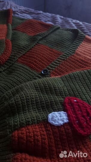 Кардиган с грибочками ручной работы