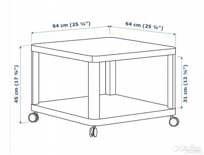 Журнальный столик IKEA Тингби на колесиках