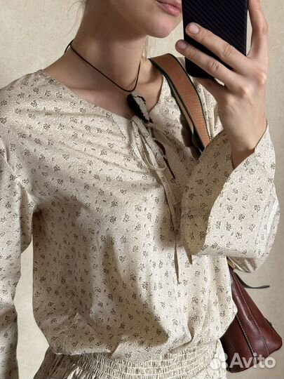 Бежевая туника блузка в этно-стиле, 44-46 р