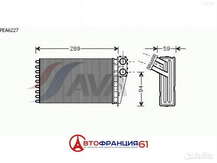 Радиатор печки, PEA6227 peugeot 307