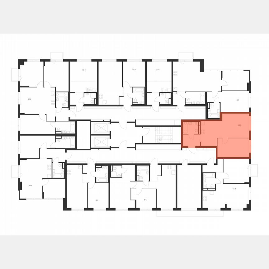 1-к. квартира, 43 м², 2/16 эт.