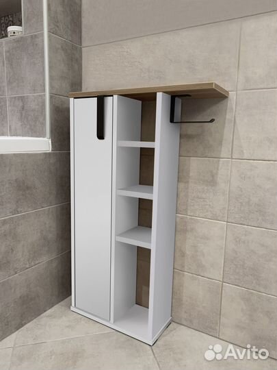 Тумба для ванной комнаты белый/дуб вотан
