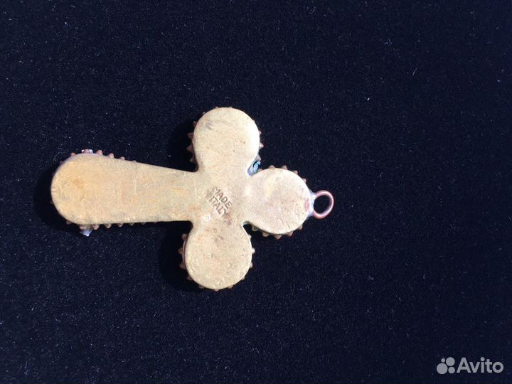 Крест антиквариат кулон микромозаика