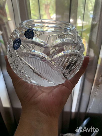 Хрустальная ваза шар Гусь Хрустальный