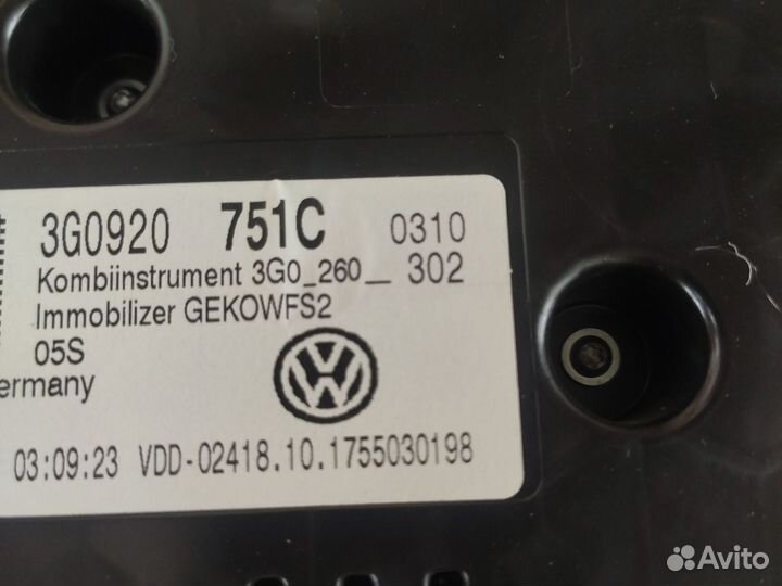 Комбинация приборов VW Passat B8 3G0920751C