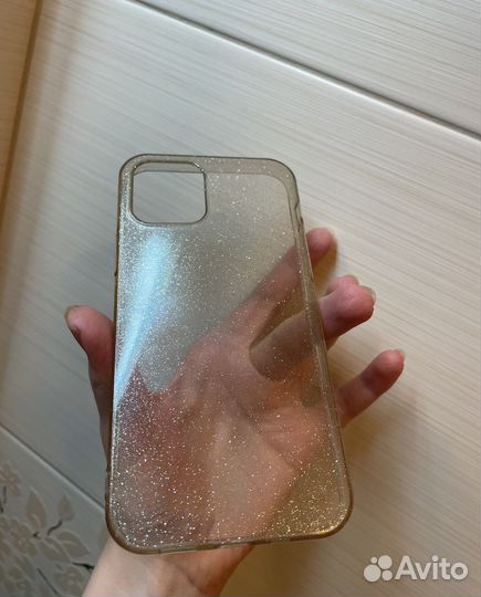 Чехол прозрачный с блестками на iPhone 12