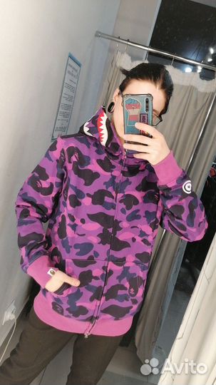 Зип худи Bape Camo Shark кофта