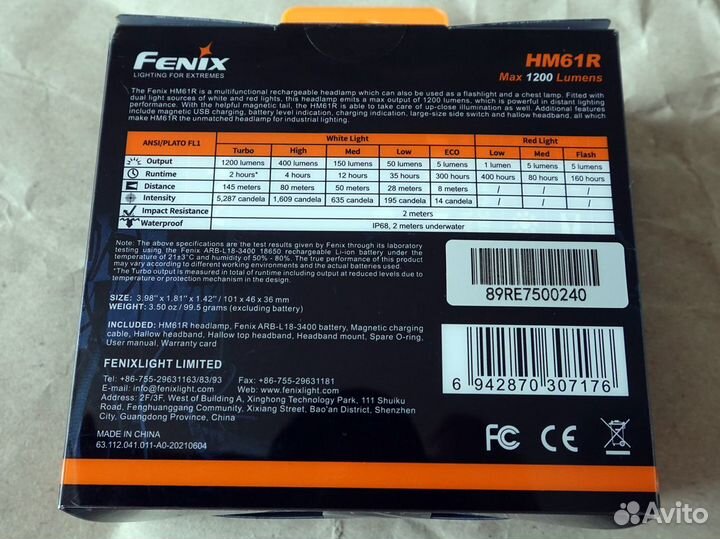 Fenix HM61R, фонарь налобный c акб 3400mah, новый