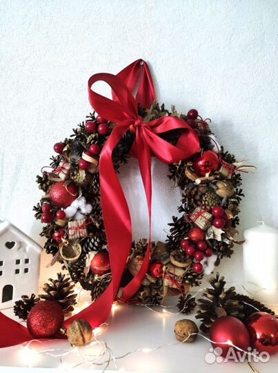 Новогодний венок, подсвечник новый год декор