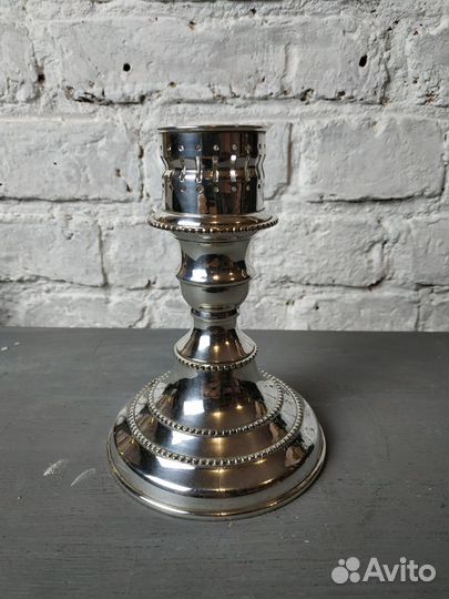 Большой старинный подсвечник Серебрение