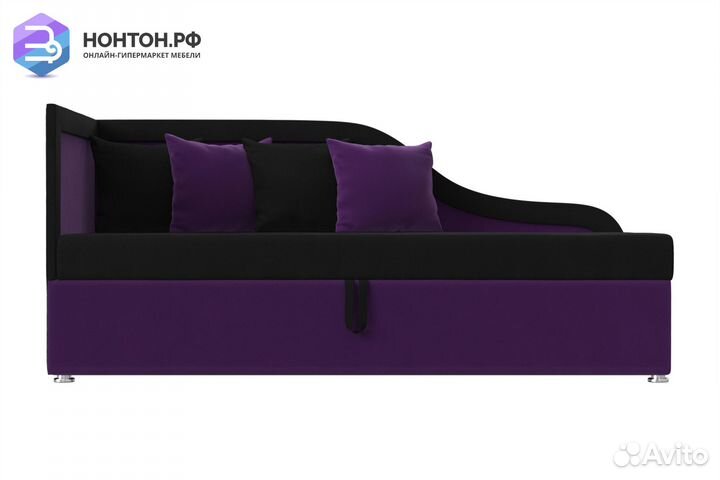 Детский диван Дюна микровельвет черный / фиолетовы