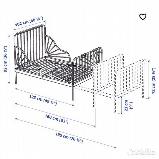 Растущая кровать IKEA с матрасом