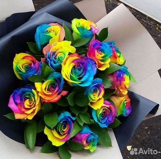 Радужные розы Букеты доставка цветов