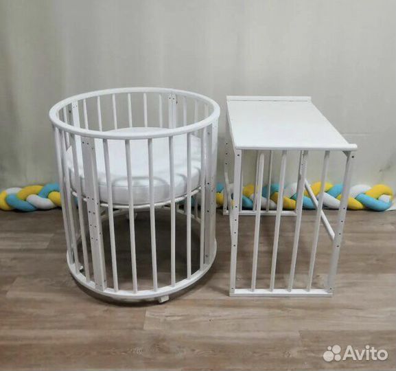 Кроватка трансформер 7 в1 Mika ART круглые ламели