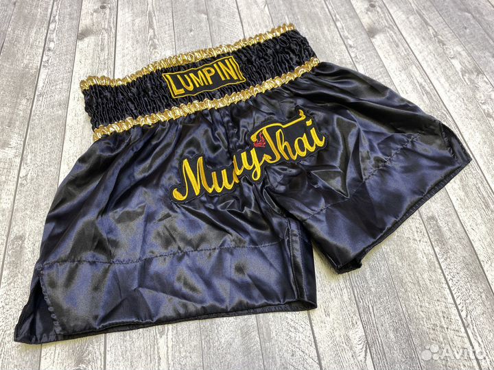 Шорты тайские Lumpini Black/Gold/Yellow