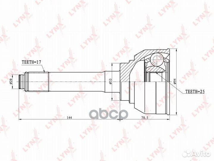 Шрус наружный перед прав/лев CO3801 lynxauto