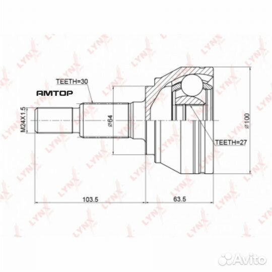 Lynxauto CO3763 шрус наружный перед прав/лев