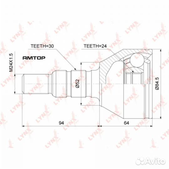 Lynxauto CO3689 шрус внешний перед прав/лев