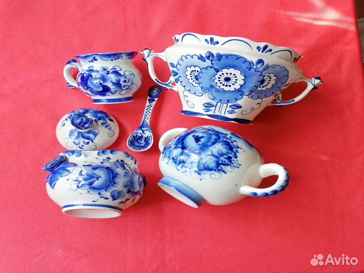 Гжель СССР набор посуды