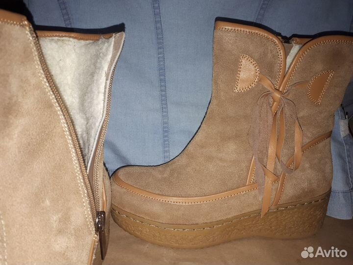 Полусапожки натуральные на протекторе