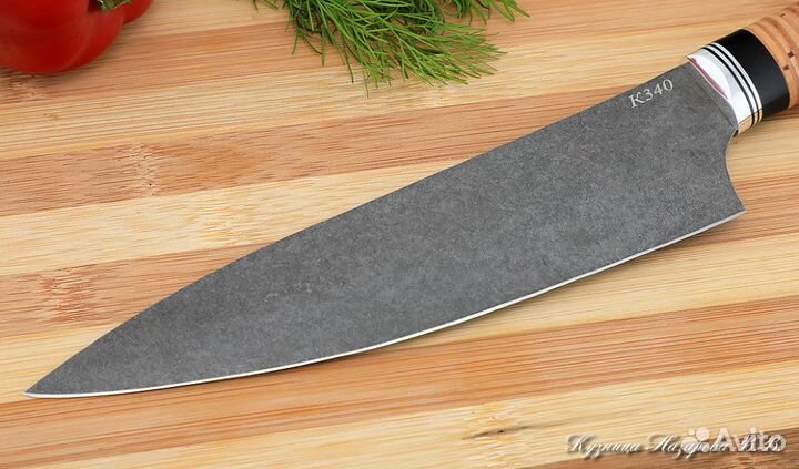 Поварской нож № 12 сталь К340 береста черный граб