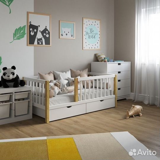 Кроватка с бортиком берёза сингл детская