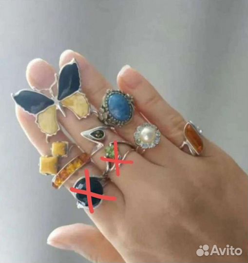 Кольца серьги браслеты колье серебро