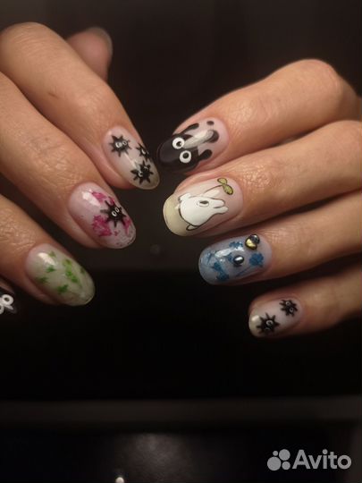 Крейзи-маникюр, наращивание, кошачьи когти, модель