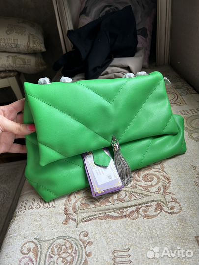 Сумка натуральная кожа зеленая новая