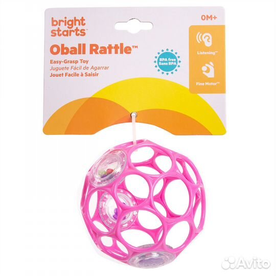 Новый Мяч Bright Starts Oball с погремушкой Розовы