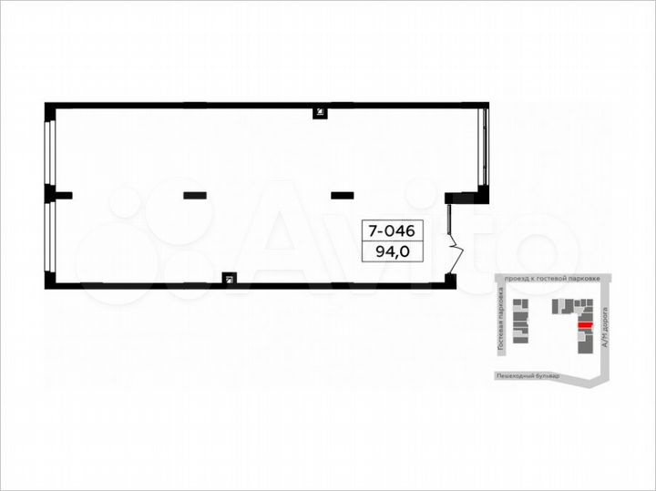 Аренда, торговое помещение, площадь 94 кв.м