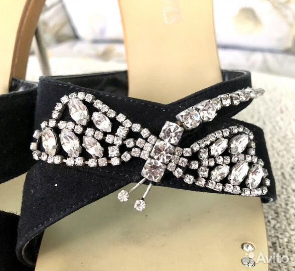 Шлепанцы со стразами Monroe на каблуке