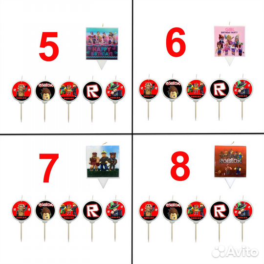 Набор из 6 свечей для торта Роблокс