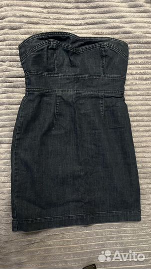 Джинсовый сарафан Strapless stretch denim dress VS