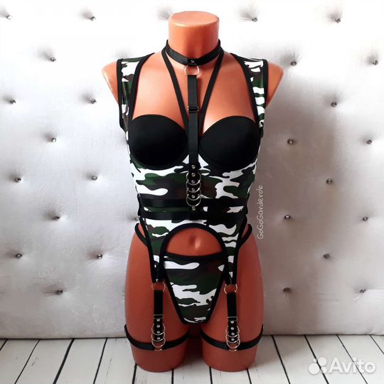 Костюм боди портупея для танцев, go-go, стриптиза
