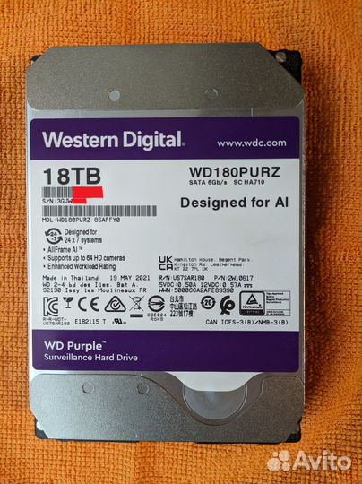 Western Digital WD Purple 18 тб WD180purz