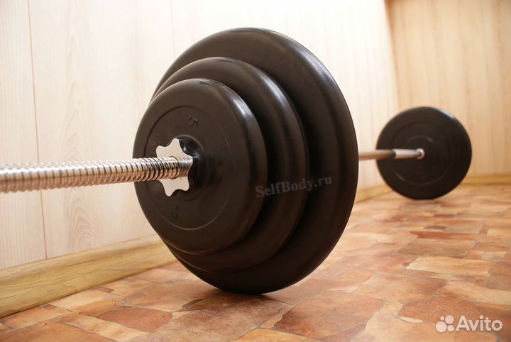 69 кг штанга разборная 2x15.2x10.2x5 кг. Atlet