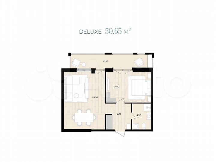 2-к. апартаменты, 51 м², 2/9 эт.