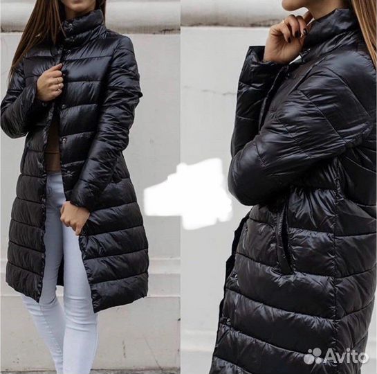 Пуховик, плащ чёрный 42-44