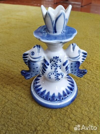 Подсвечник Рыбы. Гжель