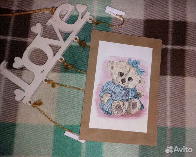 Открытка ручной работы акварель скетч