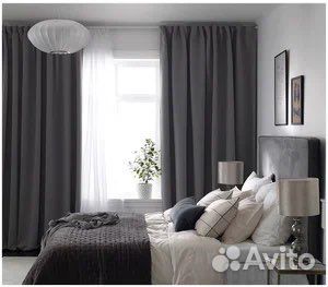 Шторы блэкаут графит 150*270 новые плотные