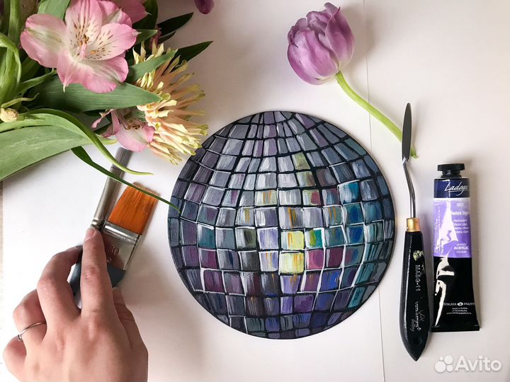 Картина на круглом холсте, акрил