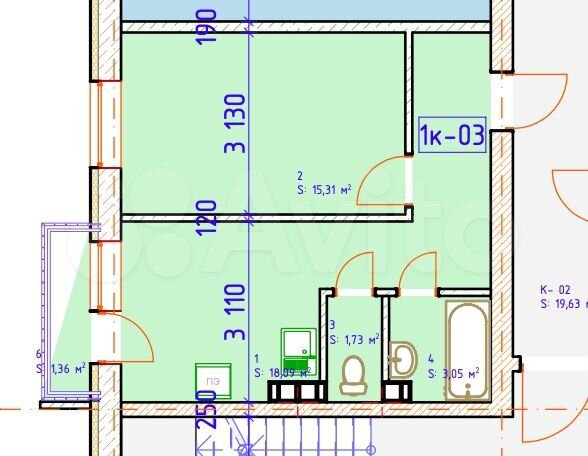 1-к. квартира, 39,5 м², 2/3 эт.