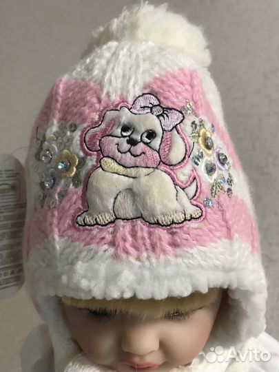 Шапка +шарфик, зимний набор