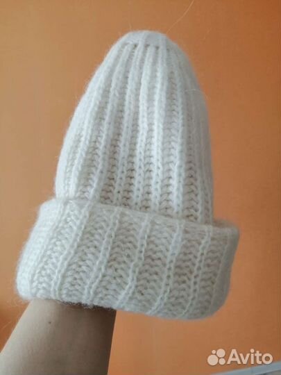 Шапка бини ангора+шерсть