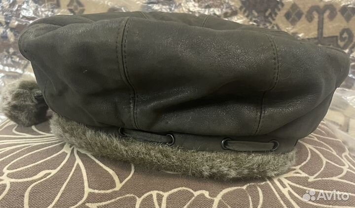 Берет женский зимний кожаный